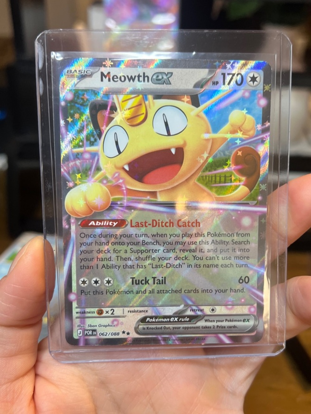 Pokemon Meowth EX Holographic Card - Yellow & Silver - Picture 5 of 5